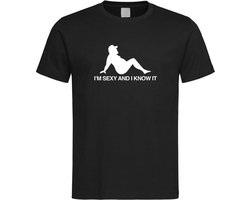 Zwart T Shirt met  " I'M Sexy and i Know It " print Wit size M