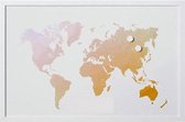 Magnetisch whiteboard wereld kaart - Wit / Goud - Metaal / Kunststof - 60 x 40 cm