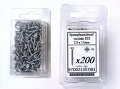 Spaanplaatschroef verzinkt plat verzonken kop PZ 2,5x13mm 1doosje bevat 200 schroeven