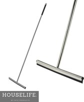 HouseLife Vloertrekker met steel - gepolijst RVS - 125 cm lang - 40 cm brede wisser - Douchetrekker - inclusief ophanghaak