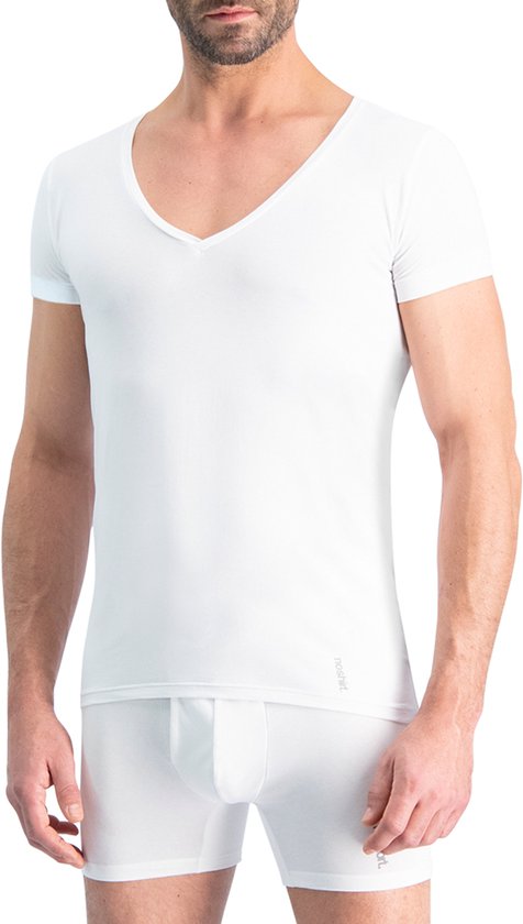 Noshirt Nature Sustainable Men T-shirts sous-vêtement Deep V neck Wit - taille L
