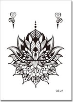 Hand/vinger tattoo mystic flower - plaktattoo - tijdelijke tattoo - 11 cm x 8 cm (L x B)