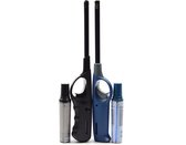 Gasaansteker met navulling 2X Zwart en Blauw - HervulbareNavulbare Aansteker - Kinderbescherming - Vlamaanpassing - Branstofindicator -