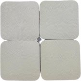 Trendy onderzetters Wit / Grijs  - Leer PU - Hip & Trendy - Set van 4 - 10x10 cm - Kado voor hem & haar