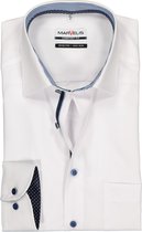 MARVELIS Comfort Fit overhemd - wit  (blauw gestreept en gestipt contrast) - Strijkvrij - Boordmaat: 49