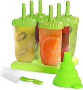 DailyDose - Ijsvormpjes - Ijslolly Vormen - Ijsmaker - 6 Stuks - Groen - Inclusief Gratis Schoonmaakborstel en Trechter