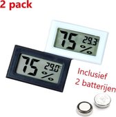 Set 2 Hygrometers Met Batterijen - Wit en Zwart - Inclusief Thermometer - Digitale Luchtvochtigheidsmeter - Voor Binnen & Buiten - 2 in 1