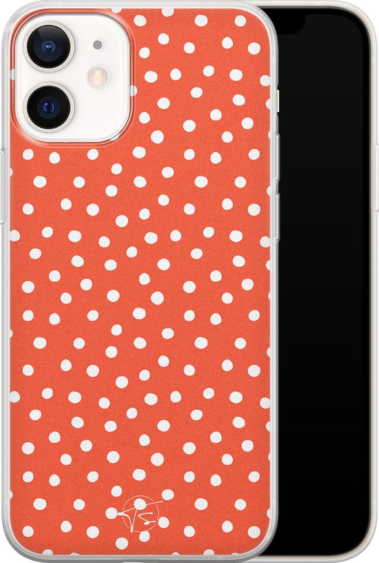 iPhone 12 mini - Pois Oranje | Apple iPhone 12 Mini | Étui en Siliconen TPU | Coque arrière pour téléphone Transparent