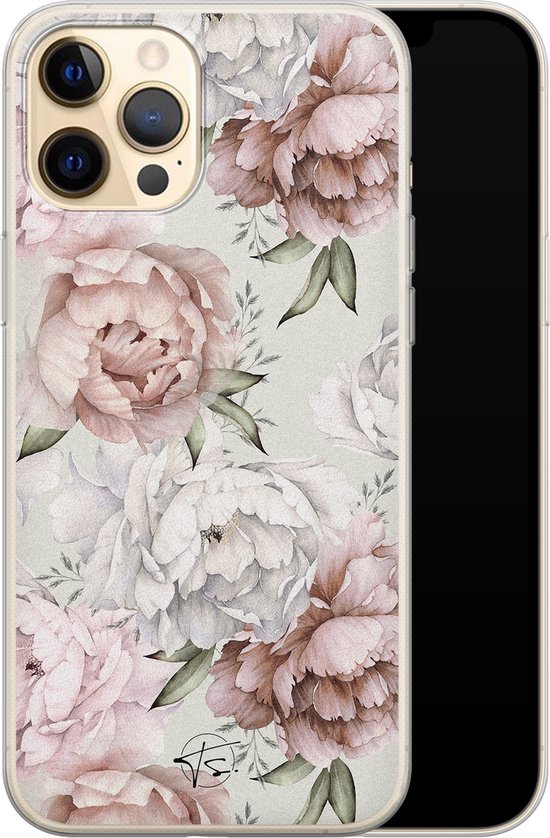 Coque iPhone 12 - Fleurs Classiques | Apple iPhone 12 | Étui en Siliconen TPU | Coque arrière pour téléphone Transparent