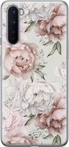 Mooie Telefoonhoesjes - Hoesje geschikt voor OnePlus Nord - Klassieke bloemen - Soft Case TPU Backcover - Beige