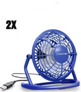 Tafel Ventilator – USB Ventilator – Bureau Ventilator – Computer Ventilator  – Blauw – Set van 2