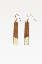 Handgemaakte oorbellen van luxe hout en bladgoud - Lenadore  Aventuras Rosewood