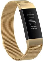 Fitbit charge 3 bandjes van By Qubix - goud - Milanese band (SMALL) - Geschikt voor activity tracker Fitbit charge 3 & 4 - magneetsluiting - Inclusief garantie!