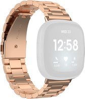 By Qubix geschikt voor Fitbit Versa 3 - Fitbit Versa 4 - Fitbit Sense 1 - Fitbit Sense 2 metalen schakelbandje - Rosé goud Smartwatchbandje bandje Armband Polsband Strap Band Watchband