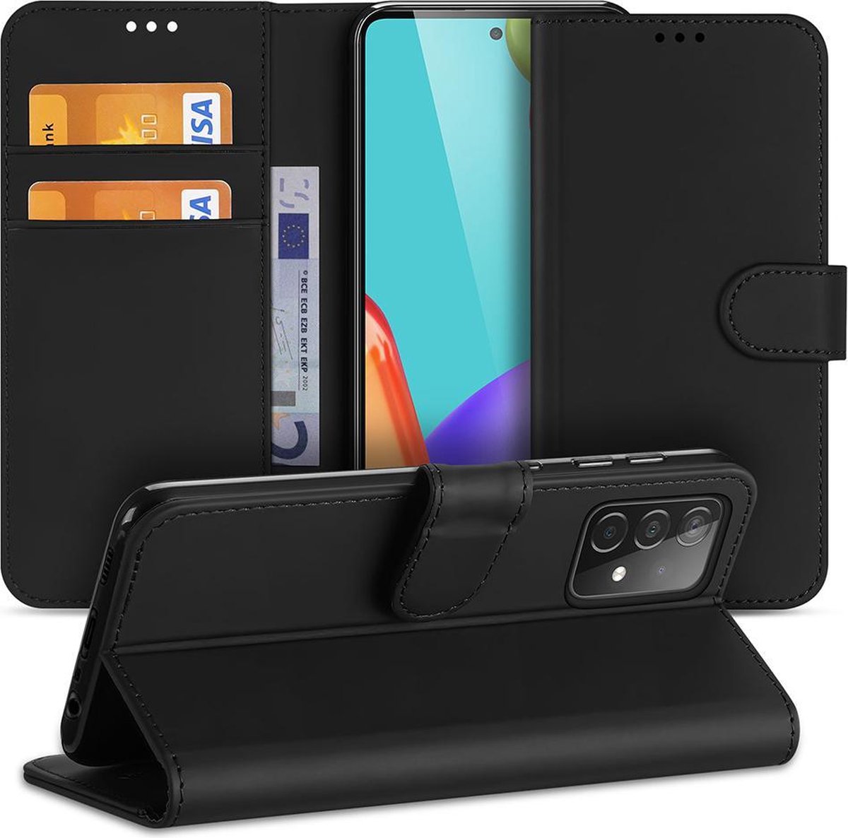 Samsung Galaxy A52 Bookcase Zwart met Pasjeshouder
