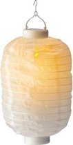 Lumineo - Solar lantaarn nylon vlam effect Vlam - buiten sfeerlicht - wit - 20cm doorsnede - met on/off schakelaar