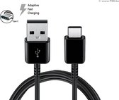 2x USB-C kabel oplaadkabel oplader naar USB-A - EXTRA LANG 2m - Stevige zwarte usb c kabel Smartphone - Speaker - E-reader - Samsung- Xiaomi