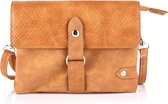 Yoonz - Crossbody Tas - Clutch - Flap Met Magneetsluiting - Ritssluiting - Afneembaar Polsbandje - Snake Print - Camel
