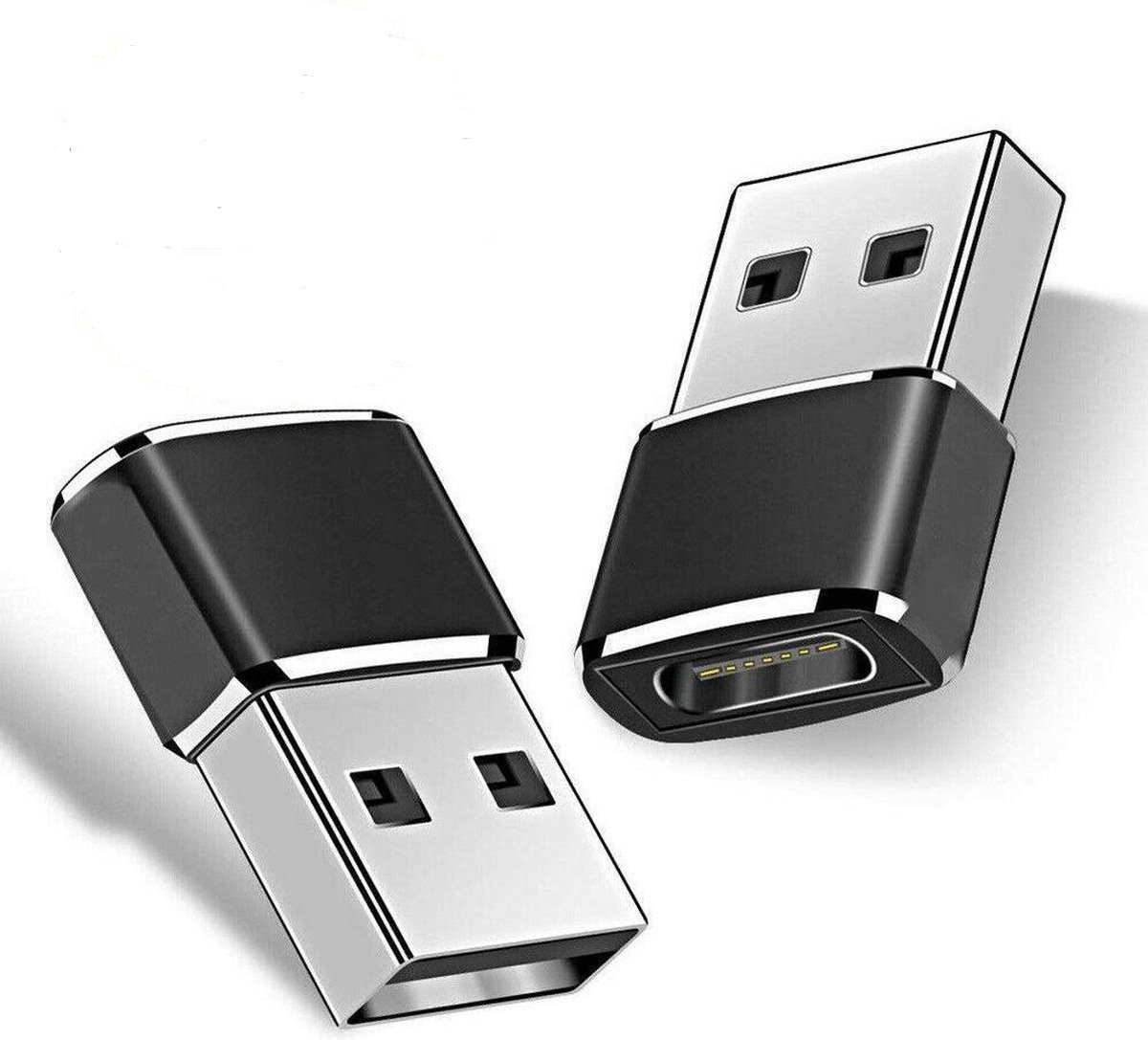 2x USBA naar USBC 3.1 Adapter Converter USB A to USB C HUB Zwart