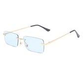 Rechthoekige zonnebril met beschermhoes - UV400 bescherming - Vintage design - Blauw