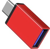 USB-C naar USB-A adapter OTG Converter USB 3.0 - USB C to USB A HUB - Verloop - Rood