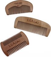 L&A Fashion Baardkammen - Set van 3 - Baardkam - Vintage Sandelhout Baardkam - Voor Verdelen van Baardolie of Baardbalsem  - Baardverzorging - Fijne en Grove Kam - Hout - Beard Comb - Baard K