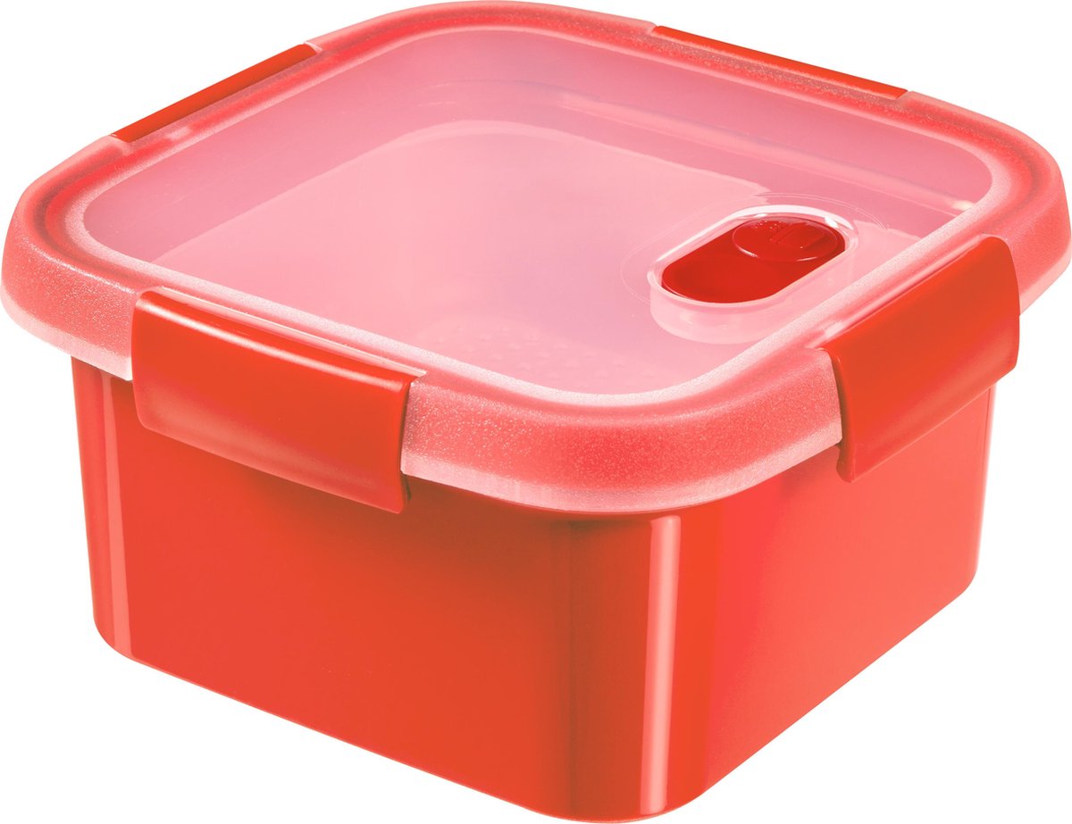 Curver Smart Microwave Eco Steamer Vierkant 1,1L + Stoomtray - Rood