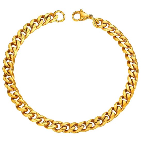 Fako Bijoux® - Schakelarmband Gourmet - Cuban Link - Staal - RVS - 5mm - 20cm - Goudkleurig