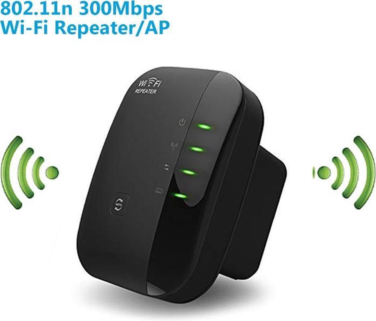 WiFi Versterker stopcontact - Zwart- Wifi Repeater - 300Mbps - Draadloos -  Overal... | bol.com