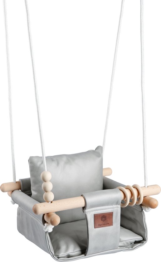 Product: Baby / Kinder Schommel voor binnen of buiten! - Luxe Baby Swing Grijs - Schommelstoel inclusief Zachte Kussens en Bevestigingsmaterialen, van het merk Hippe Schommels