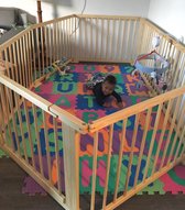 INKLAPBARE Grondbox - Baby boxen - Playpen baby omtrek 7,2m - ONGELAKT grenenhout - Kinderbox Modulair (8-delig)