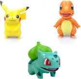 Takara Tomy Figuren - 3x stuks - Pikachu & Bulbasaur & Charmander - Pokemon - Speelgoed - Pakket - Set - Charizard - Pokébal - Bal - Knuffel - Kaarten - Trio