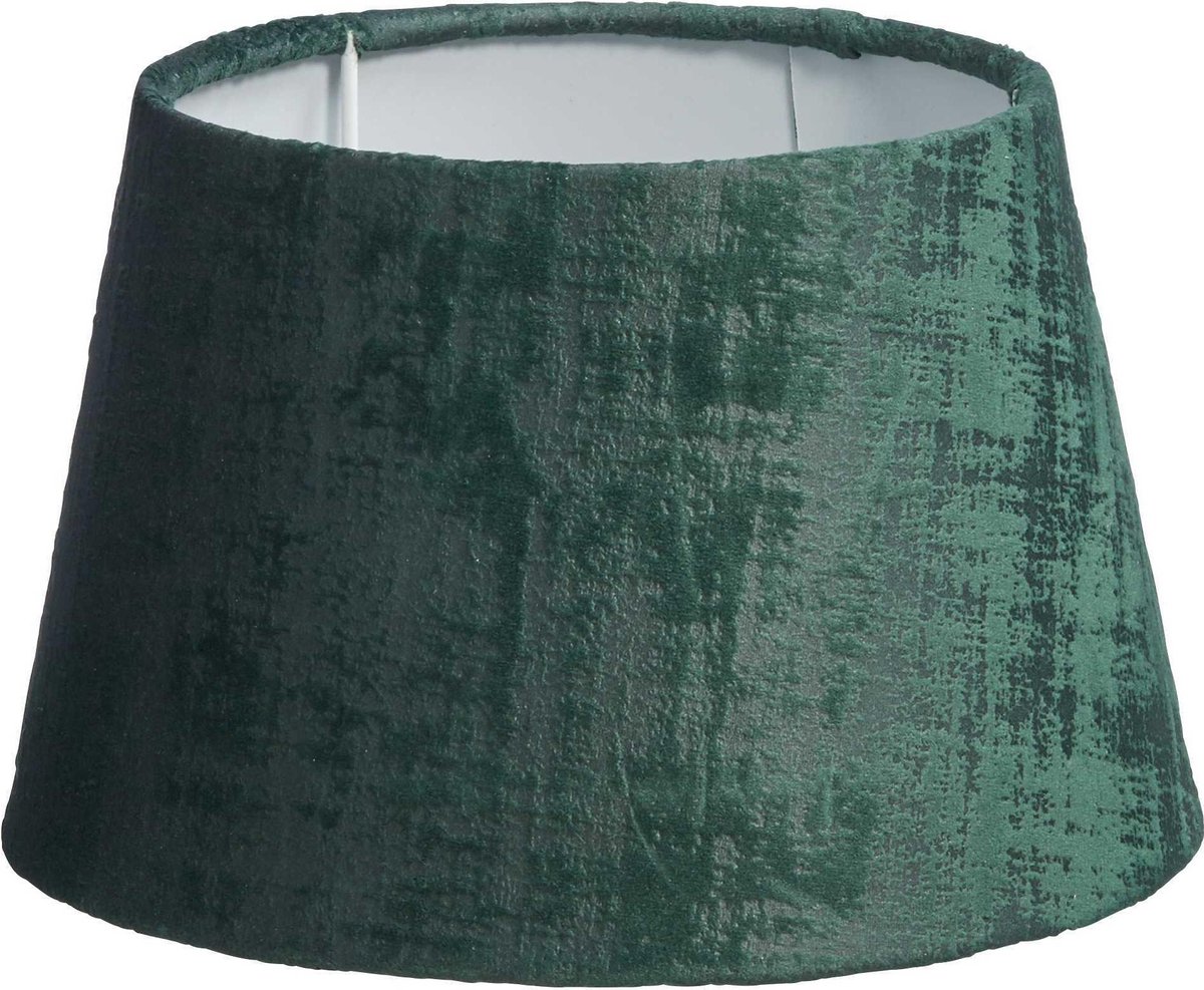 Luxe lampenkap vintage velvet groen - Ø20 x H13 cm - velvet - verlichting - lamp onderdelen - wonen - tafellamp
