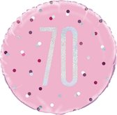 Helium Ballon 70 Jaar Roze 45cm leeg