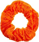 Nouka scrunchie, oranje broderie