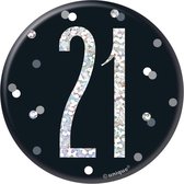Button 21 Jaar Zwart 7cm