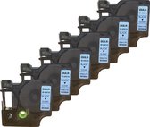 DULA® Plastic Labels D1 45010 voor Dymo LabelManager - Zwart op Transparant - 12 mm x 7 m - S0720500 Label Tape - 6 Stuks