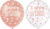 Ballon Happy Birthday Glitz Rose Goud | 6 stuks
