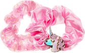 Nouka scrunchies, roze pailletten/unicorn set van 2