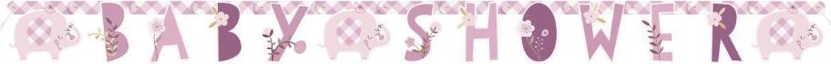 Letterslinger Olifant Roze Geboorte Meisje (160cm)