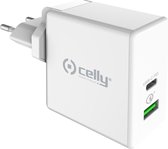Power Delivery Lichtnetadapter 45W voor USB en USB-C - Celly