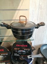 32 CM GRANIET  KOOKPOT met glazen deksel