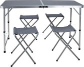 Tafel + Stoelen Grijs Campingset