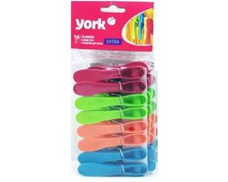 Wasknijpers York 16 stuks EXTRA. Set van 2 pakjes - was ophangen - extra stevige wasknijpers - plastic - washanger