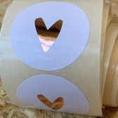 Sluitsticker - Sluitzegel - Wit met Rosé Goud Hart Glans | Trouwkaart - Geboortekaart - Envelop | Pastelkleuren | Hartjes - Hart | Envelop stickers | Cadeau - Gift - Cadeauzakje -