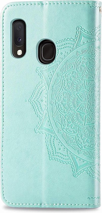 Bookcase Samsung Galaxy A20e - Vert - Fleurs - Etui Portefeuille