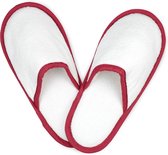 Unico Badstoffen Slippers Wit-Rood 5 paar-42-44