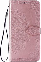 Samsung Galaxy A40 Bookcase - Roze - Bloemen - Portemonnee Hoesje