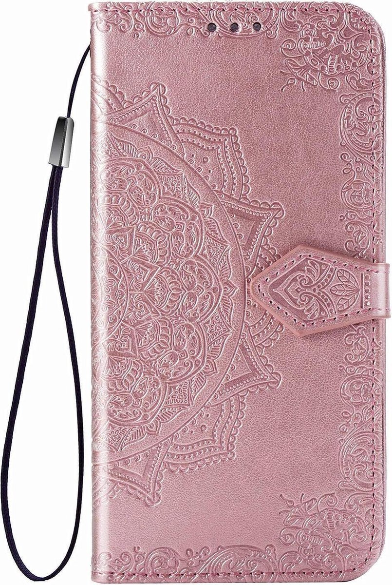 Geschikt voor Samsung Galaxy A40 Bookcase - Roze - Bloemen - Portemonnee Hoesje