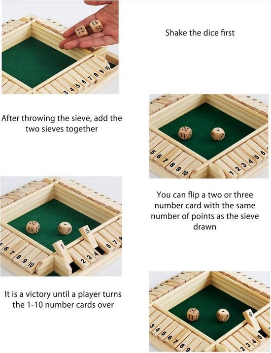 Thumbnail van een extra afbeelding van het spel Houten Dobbel - bord spel 4-zijdig 22.2 x 22.2 cm